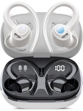 Wireless White ENC Noise Cancelling 48H Earhooks Deep Bass Bluetooth 5.4 Earbud